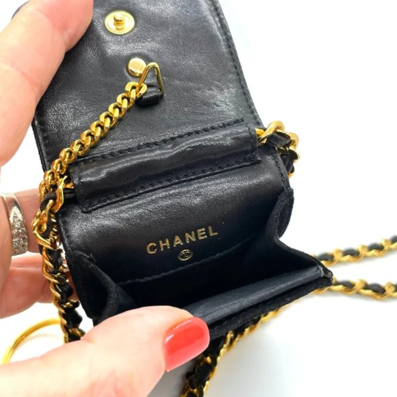 CHANEL Bags Chanel Chain Micro Mini Velvet Logo Gold Black Velour